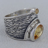 Natural Citrine Two Tone Sterling Silver Ring