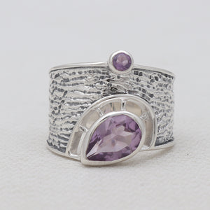 925 Sterling Silver Purple Amethyst Band Rings