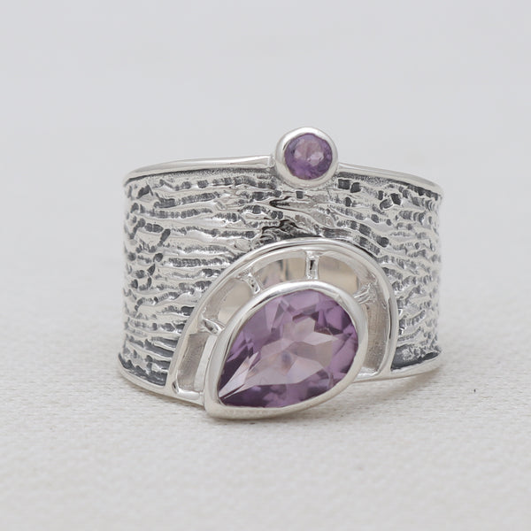 925 Sterling Silver Purple Amethyst Band Rings