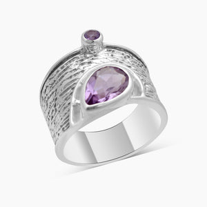 925 Sterling Silver Purple Amethyst Band Rings