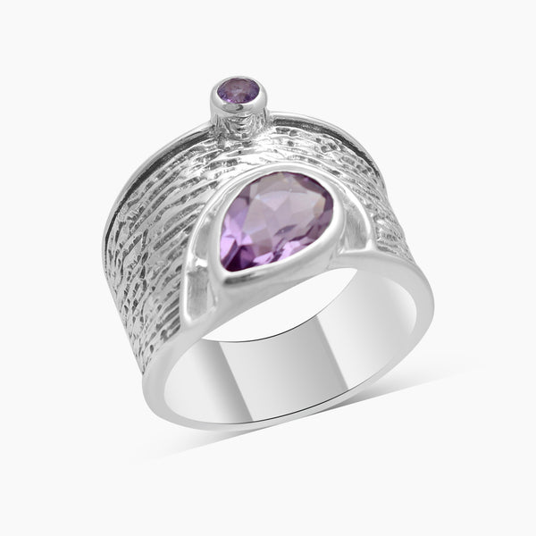 925 Sterling Silver Purple Amethyst Band Rings