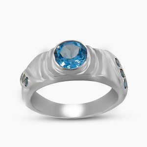 Natural Blue Topaz Silver Rings