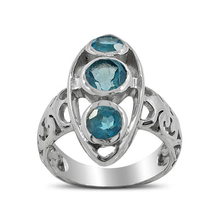925 Sterling Silver Blue Topaz Rings