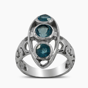 925 Sterling Silver Blue Topaz Rings