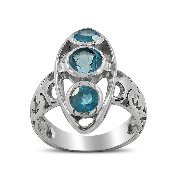 925 Sterling Silver Blue Topaz Rings