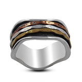 Spinner Ring - Triple Tone 925 Sterling Silver Band Ring