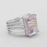 Purple Amethyst Silver Mens Rings
