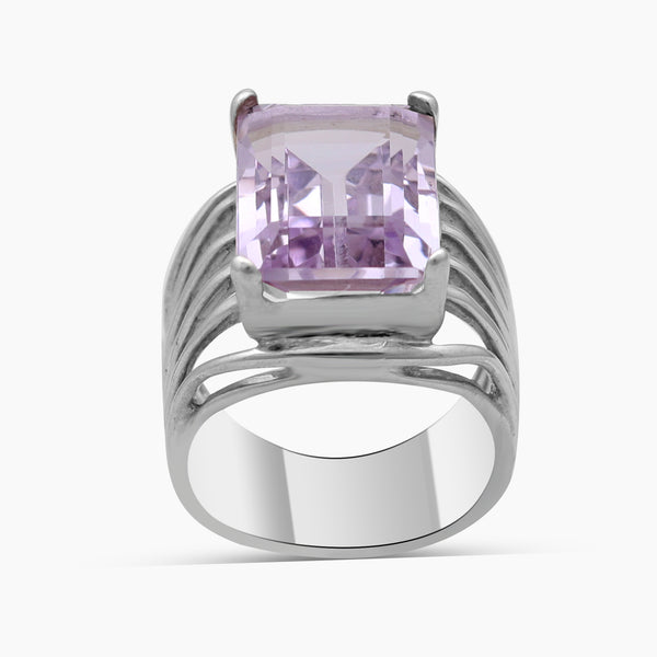 Purple Amethyst Silver Mens Rings