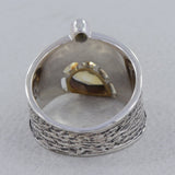 Natural Citrine Two Tone Sterling Silver Ring