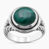 Natural Green Malachite Silver Rings