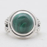 Natural Green Malachite Silver Rings