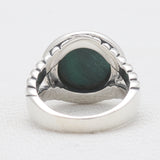 Natural Green Malachite Silver Rings