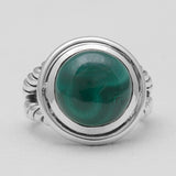 Natural Green Malachite Silver Rings