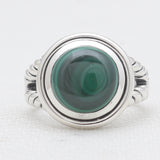 Natural Green Malachite Silver Rings