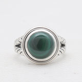 Natural Green Malachite Silver Rings