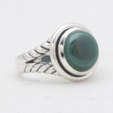 Natural Green Malachite Silver Rings