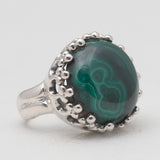 Natural Malachite Silver Rings