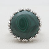 Natural Malachite Silver Rings