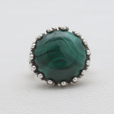 Natural Malachite Silver Rings