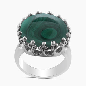 Natural Malachite Silver Rings