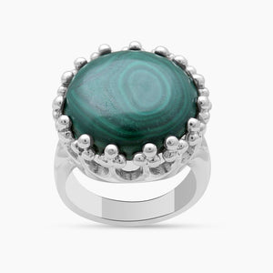 Natural Malachite Silver Rings
