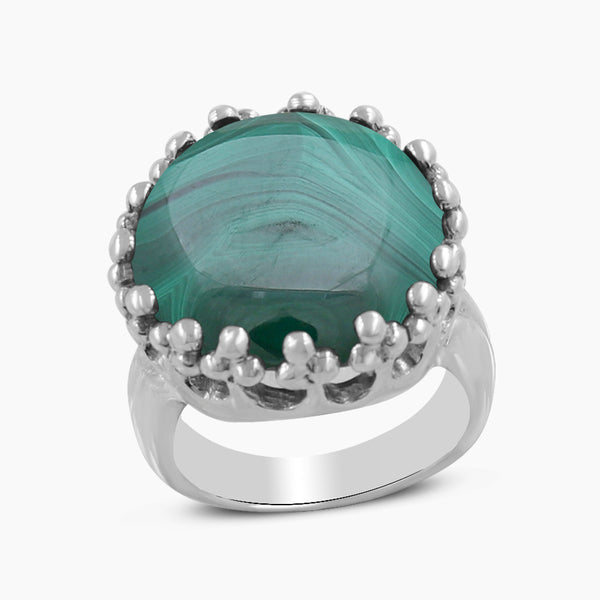 Natural Malachite Silver Rings