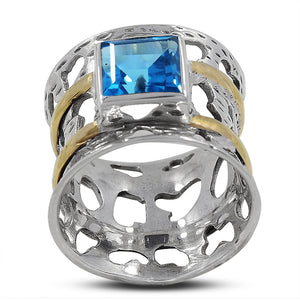 Iolite Square Silver Ring