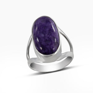 Purple Charoite Designer Silver Rings