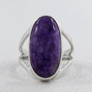 Purple Charoite Designer Silver Rings
