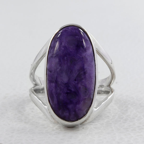 Purple Charoite Designer Silver Rings