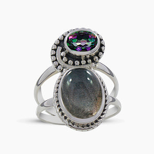Natural Labradorite Silver Rings