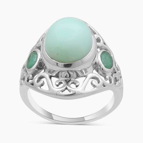 925 Sterling Silver Green Opal Rings