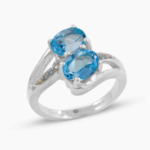 Natural Blue Topaz Silver Rings