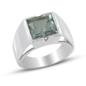 Green Amethyst Silver Ring
