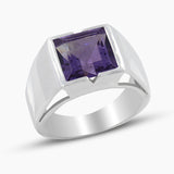 Green Amethyst Silver Rings