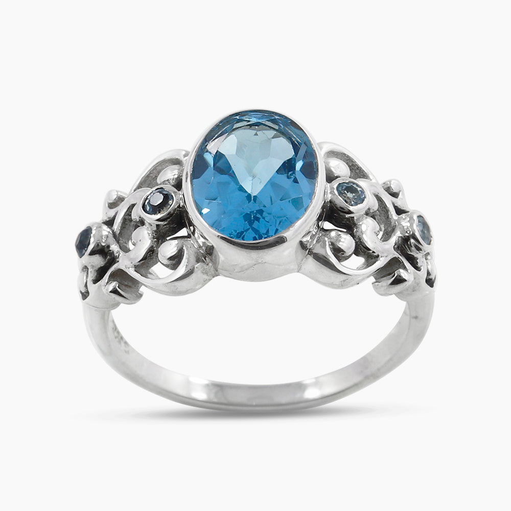 Blue Topaz Silver Rings