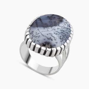 Dendritic Opal Silver Rings