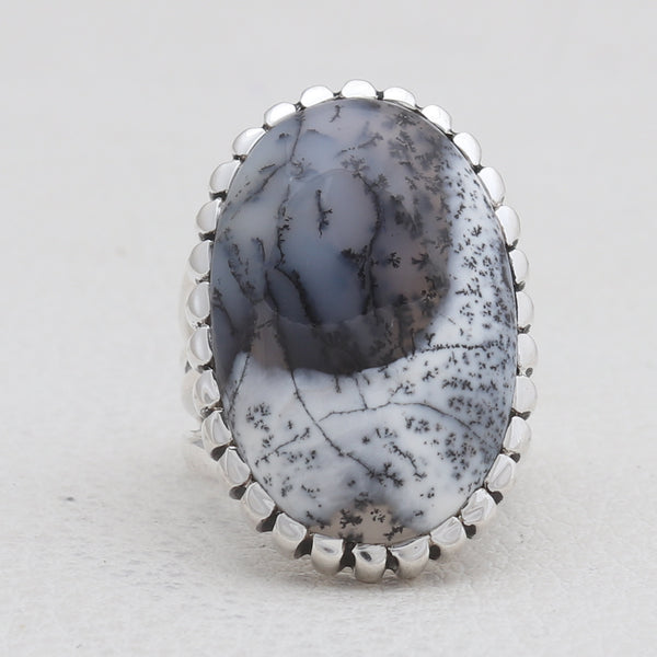 Dendritic Opal Silver Rings