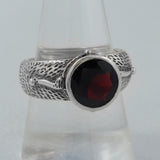 Garnet Designer Sterling Silver Ring