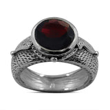 Garnet Designer Sterling Silver Ring