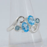 Blue Topaz Gemstone Designer Silver Ring