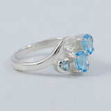 Blue Topaz Gemstone Designer Silver Ring