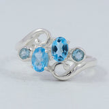 Blue Topaz Gemstone Designer Silver Ring