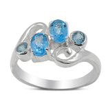 Blue Topaz Gemstone Designer Silver Ring