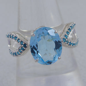 925 Sterling Silver Blue Topaz Ring