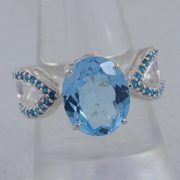925 Sterling Silver Blue Topaz Ring