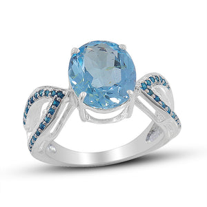 925 Sterling Silver Blue Topaz Ring