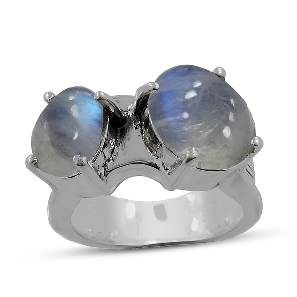 Natural Rainbow Moonstone 925 Sterling Silver Ring