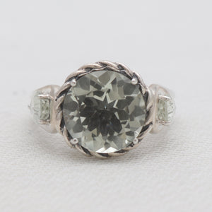 Green Amethyst Silver Designer Rings