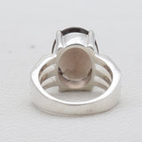 Checker Cut Smoky Quartz Silver Rings